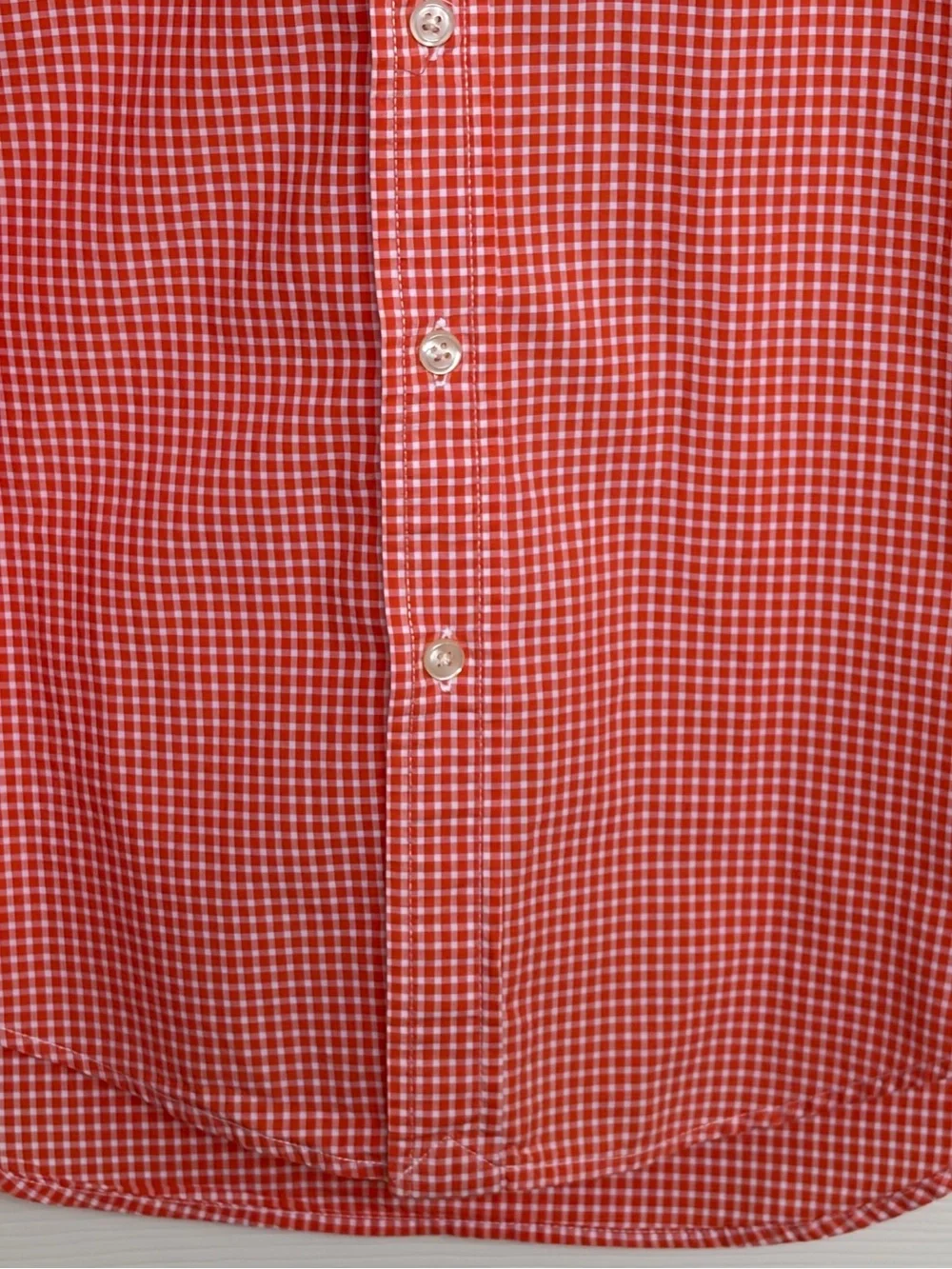 Ralph Lauren Boys L Cotton Poplin Shirt Orange White Gingham Button Down Preppy